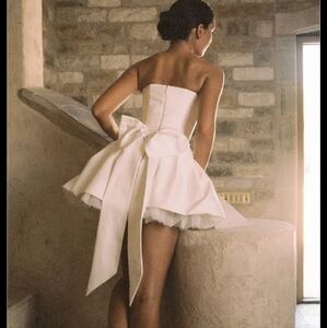 House Of Cb Noele Duchess Satin Mini Corset Bridal Dress